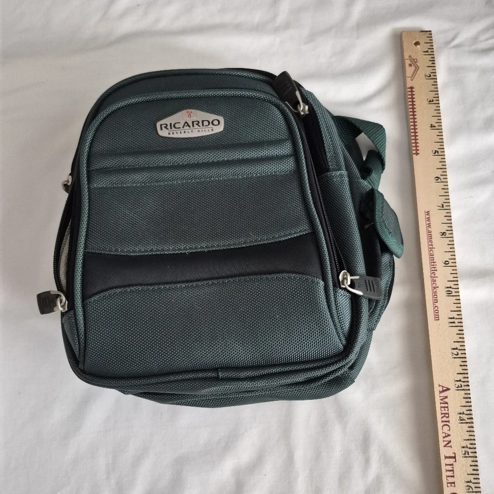 Ricardo Beverly Hills Dark Green Ballistic Nylon Messenger Crossbody Travel Bag